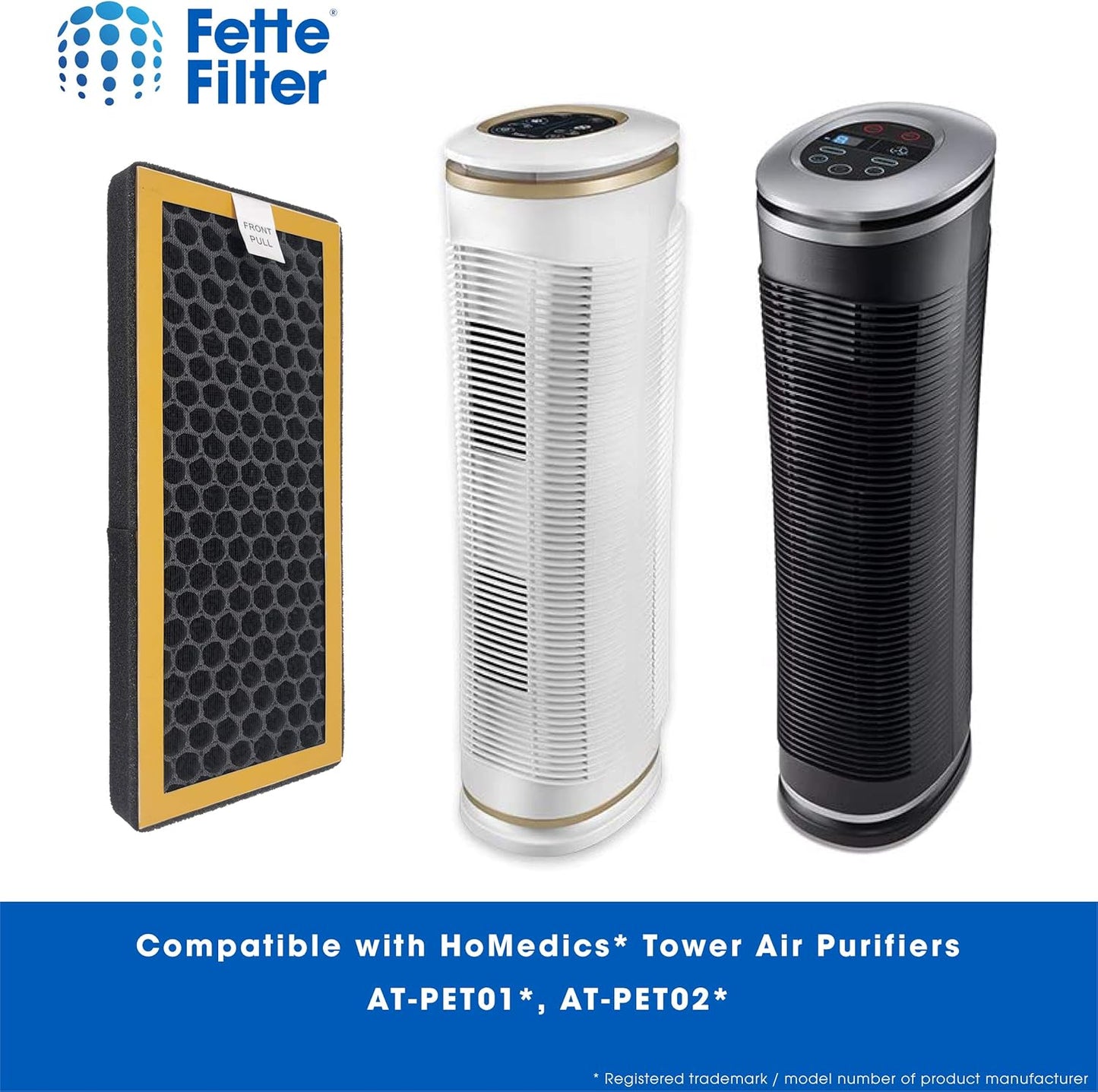 Fette Filter Pack of 4 - Activated Carbon Filter for HoMedics TotalClean PetPlus, Compare to AT-PET01, AT-PET02