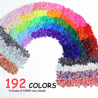 Redtwo 45000 Pcs Clay Beads Bracelet Making Kit, 9 Boxes 192 Colors Friendship Bracelet Kit Flat Polymer Clay Beads for Jewelry Making, Crafts Gift for Girls Ages 6-12