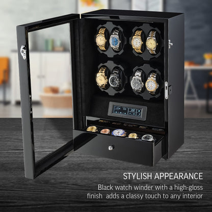8 Watch Winder with LED Backlight and 5 Watch Storage Drawer