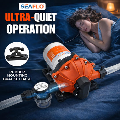 SEAFLO 55 Series 12V RV Water Pump 5.5 GPM 60 PSI Diaphragm Pump Heavy Duty Pressure Switch Built In Bypass Self Priming Quiet High Flow RV Marine Off Grid Freshwater System 4-Year Warranty