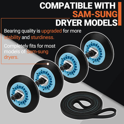 Upgraded Dryer Parts for Sam.sung Dryer, Roller Replacement Kit, Compatible with DV45H7000EW/A2 DV42H5000EW/A3