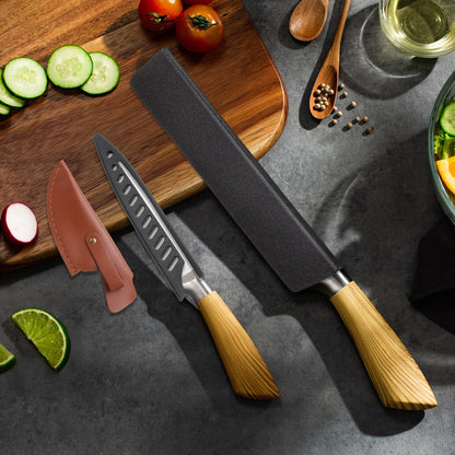 uxcell 5 Pcs Knife Cover Sleeves, 8.3" x 1.4" ABS Knives Edge Guard Blade Protector Universal Knife Sheath for Home Kitchen, Black