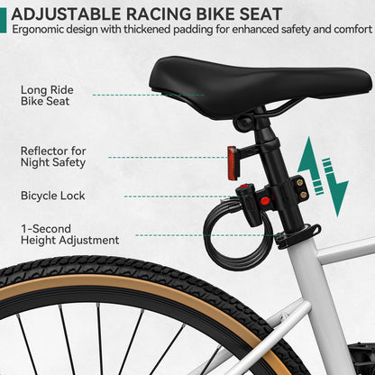 YITAHOME 28 Inch Road Bikes, Lightweight Aluminum Bicycles for Men Women Adults, 700C Bicycle with Dual Disc Brake, 7 Speed Commuter Bike with Cup Holder