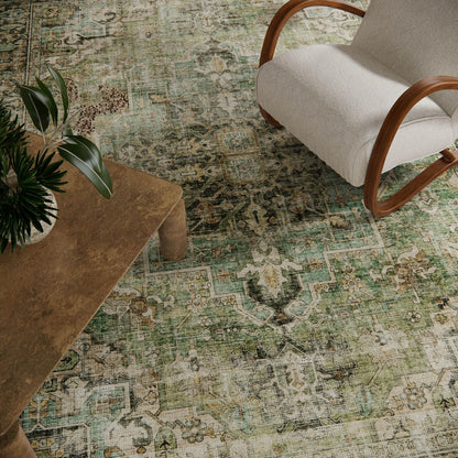 palohom 10x12 Area Rug Washable Rugs: Large Living Room Rug Stain Resistant Non Slip Distressed Vintage Low Pile Faux Wool Soft Green Rugs for Bedroom Farmhouse Dining Room Kids Playroom Nursery