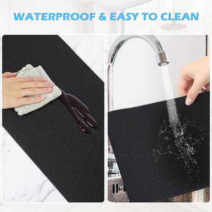 MooiFun Drawer Liners, Waterproof Shelf Liner, Anti-Slip Non-Adhesive BPA Free Kitchen Cupboard Cabinet Liner Refridge Fridge Mats Sink Protector Strong Durable for Home (Black/11.8in x 20Ft)