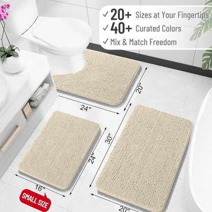 OLANLY Large Bathroom Rugs - Extra Soft Chenille Bath Mats | Quick Dry, Machine Washable, 59x35, Sand