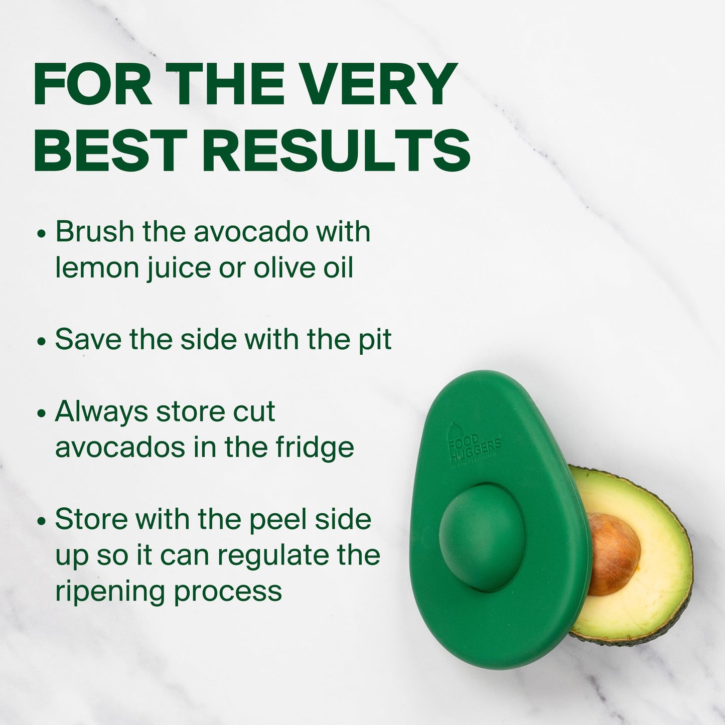 Food Huggers Avocado Huggers 2pc Silicone Reusable Avocado Savers with Pit Storage | BPA Free, Dishwasher Safe Holder | Large & Small Set