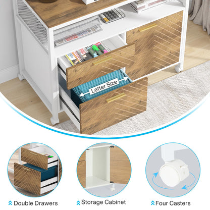 Tribesigns L Shaped Desk with Drawer,63" Executive Computer Desk and lateral File Cabinet, 2 Piece Home Office Furniture for Hanging File, Cabinet with Doors