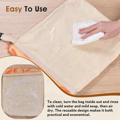 1 Pack Beeswax Bread Bags for Sourdough Homemade Bread, XL Cotton Lining Sourdough Reusable Natural Beeswax Bread