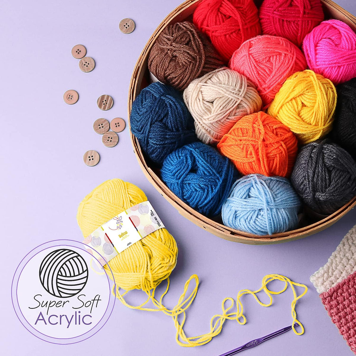 Crochet Kit for Beginners Adults and Kids, Knitting & Crochet Supplies Includes 1500 Yards Assorted Yarn, 21 Ergonomic Hooks, Plus Many Accessories – Beginner Crochet Kits Ideal for Amigurumi