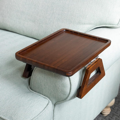 13.75 9.5inch, Shamrock Home Bamboo Trayble Couch Arm Table, Clip On Tray Sofa Table for Couches. Sofa Arm Tray