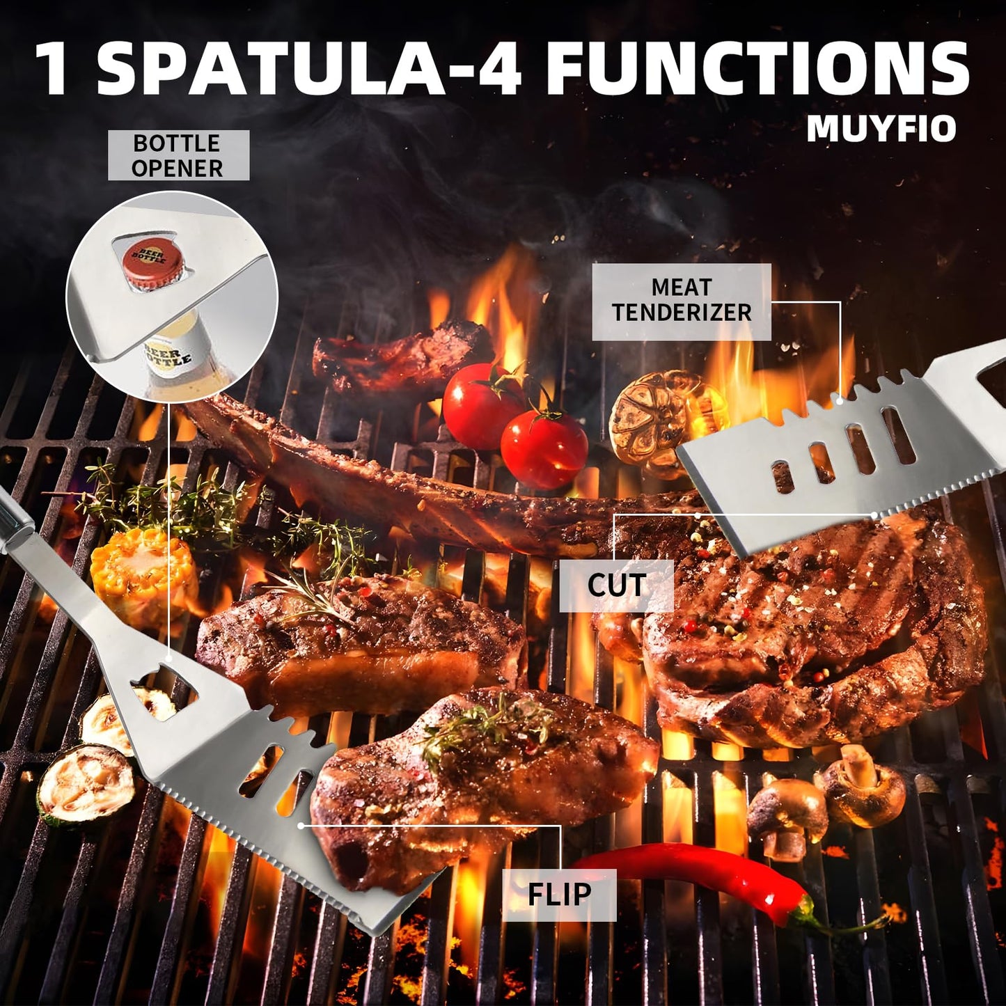28PCS Stainless Steel BBQ Grill Accessories Set, Grilling Gifts for Men Birthday Father's Day, Portable Multifunction Grilling Utensils Tools Kit with Storage Bag for Outdoor Grill Camping BBQ Party