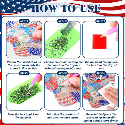 Yousoontic 3 Pcs 4th of July Diamond Art Kit 5d Patriotic Hanging Sign Memorial Day Diamond Painting Acrylic American Flag Ornament Independence 250th Anniversary Welcome Sign for Home Wall Door