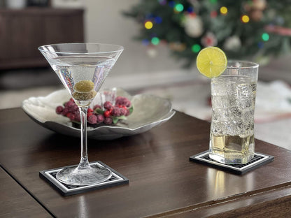 Highball & Chaser Coasters, 12in x 6in, 6 Pack Thick Durable Stylish Bar Mat for Spills, Coffee, Restaurants