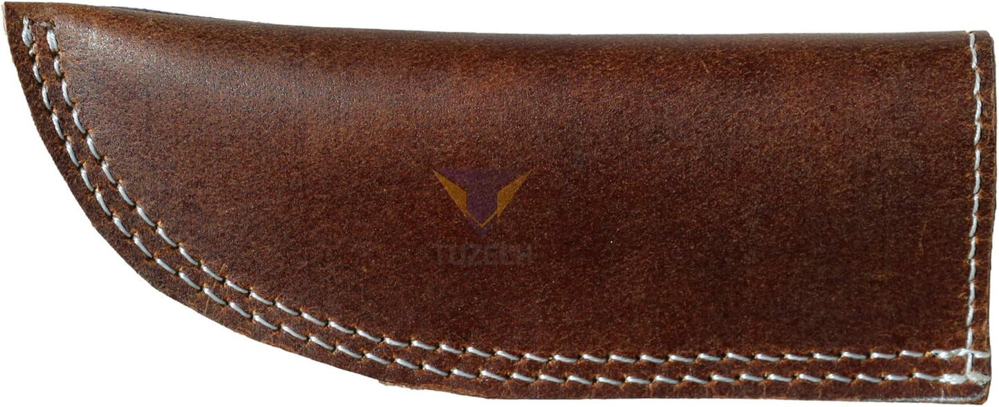 Tuzech Handmade Leather Hot Handle - Pan Handle Potholder, Double Layered Stitched for Metal Skillet Grips