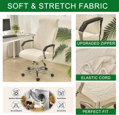 CRFATOP Office Chair Covers, Stretchable Desk Chair Cover with Zipper, Universal Rotating Computer Chair Slipcovers