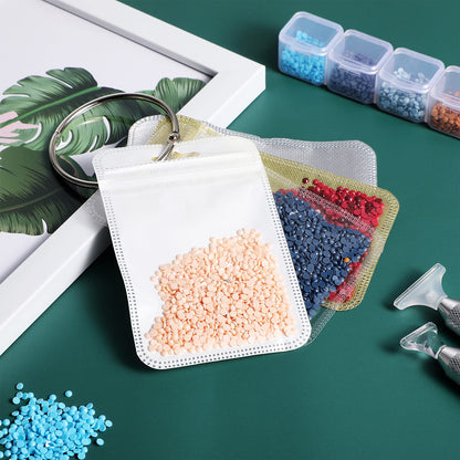 200 Pieces Diamond Painting Accessories Diamond Painting Tools Kit Storage Container Art Resealable Bags with 4 Round Binding Rings, 5 Sheets Number Stickers and 5 Sheets Sticker Label
