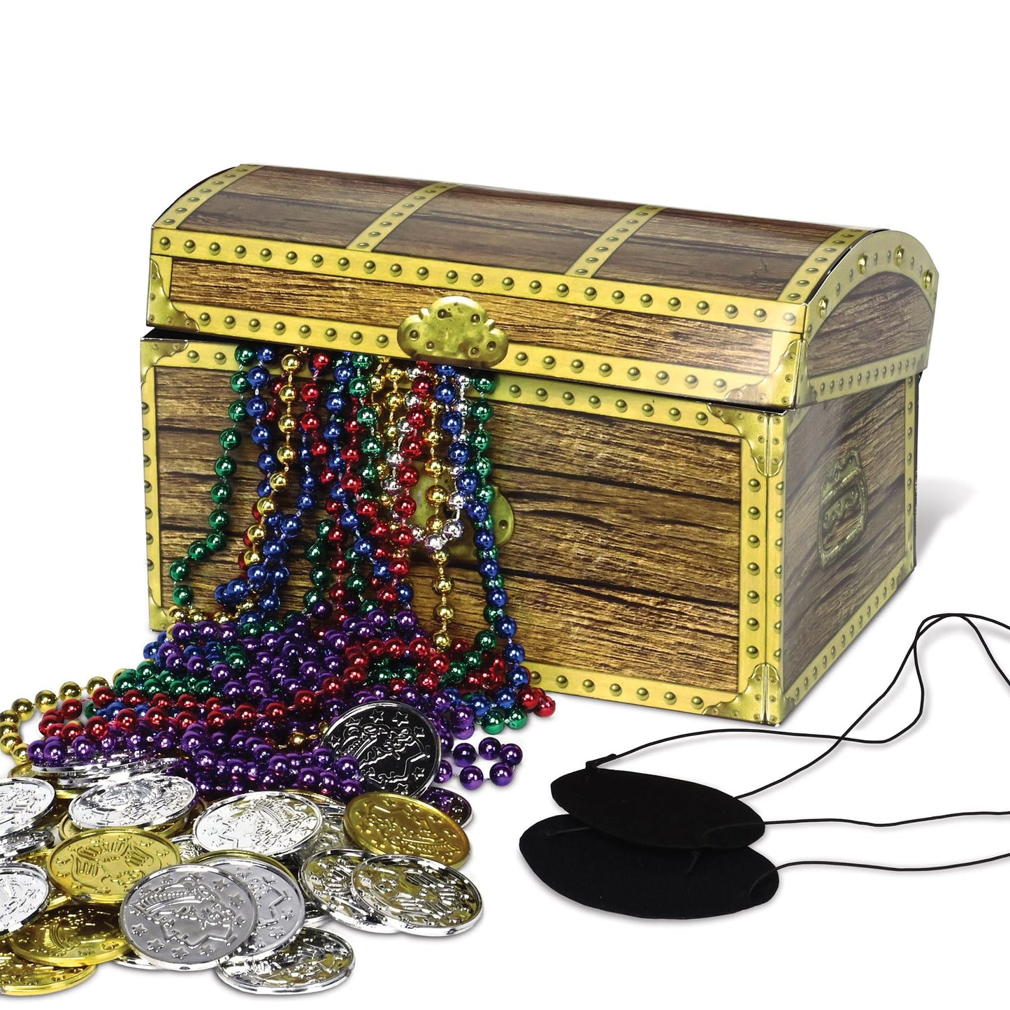 Beistle 3-D Treasure Chest Box, Pirate Party Favor & Table Decoration, Halloween Treat Display, Buried Treasure Prop & Accessory for Adventure Themed Events, 8" x 5½" x 5½"