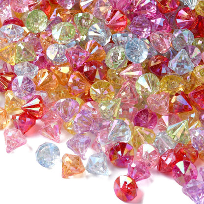 DanLingJewelry 900Pcs Random Color Faceted Acrylic Beads Diamond Shaped Loose Spacer Beads for DIY Bracelet Necklace Earring Crafting