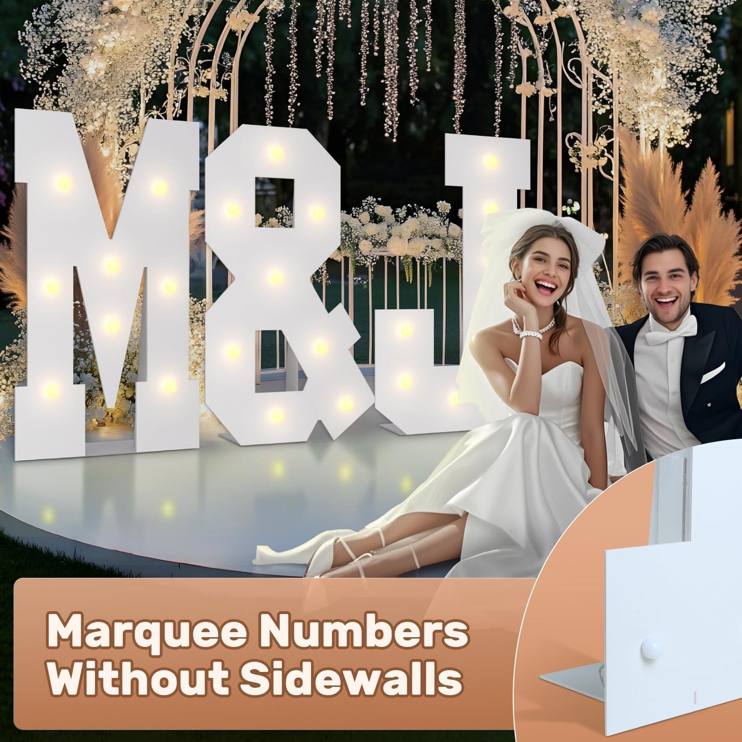 Bugame 3FT Light Up Letters, Quick 7-Min Setup No Edge Assembly Needed, Lightweight Foam Board Marquee Letters for Birthday Wedding Baby Shower Backdrop Decor, Letter N