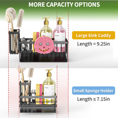 Sponge Holder for Kitchen Sink,Smiley Face Sink Caddy with Removable Brush Holder,Self-Draining Sponge Caddy for Sponge,Soap,Dish Brush,Scrubber,Kitchen Essentials and Gadgets