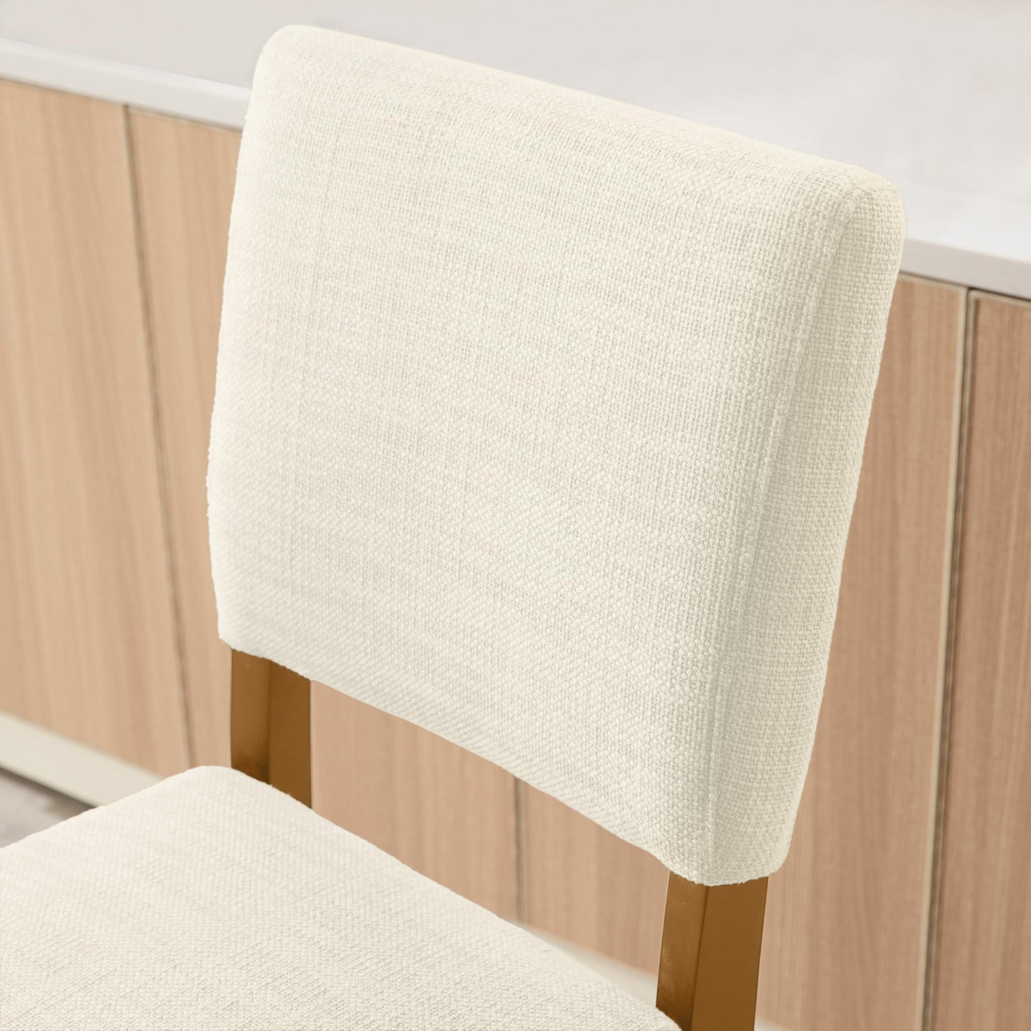 Leick Home Brax Counter Stool Set of 2, Counter Height, Solid Wood Base, Upholstered Foam Cushion, Easy Assembly, Natural White Sand, 17.75 in L x 19 in D x 40 in H, Item 214460