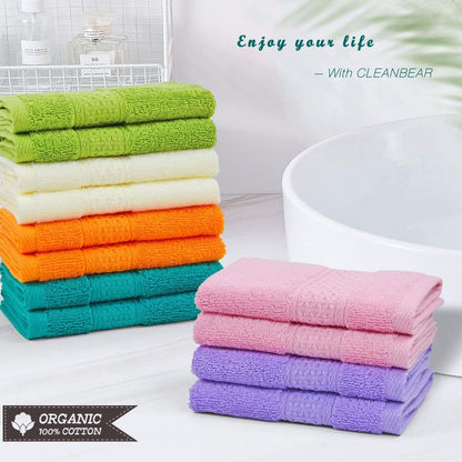 12 Pack 100% 13 13 Inches Cleanbear Face Cloths Washcloths Cotton Wash Cloth for Face - Large Bath Washcloths by