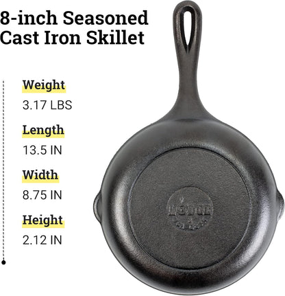 Lodge Cast Iron Chef Collection Skillet, Pre-seasoned, 8 Inch