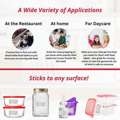 ATL Direct 2x1 Dissolvable Food Labels, 1000 Label Stickers, Bottle Labels for Storage Bins, Sticker Labels for Food containers, (1000, Red)
