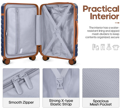 UKEIN PRO Luggage Sets 7 Piece, Durable Hardside ABS Carry on Luggage with Spinner Wheels & YKK Zipper TSA Lock, Large Checked Travel Suitcase With Backpack Set for Men and Women,20/24/28 Inch