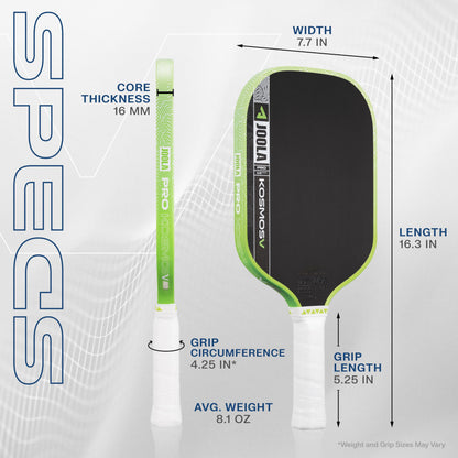 JOOLA Pro V Pickleball Paddle - 14mm/16mm - Raw Carbon Fiber Textured Surface - Enhanced Frame & Propulsion Core, USAPA & UPA-A Certified, NFC Chip Enabled, Premium Control & Lightweight Performance