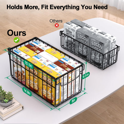 MSERCUOR Freezer Organizer Bins, 4 Pack Stackable Deep Chest Freezer Organizer Bins, Foldable Baskets with Handles, Black Storage Container Baskets for 5/ 7 Cu.FT Deep Freezer Sort Frozen Meats