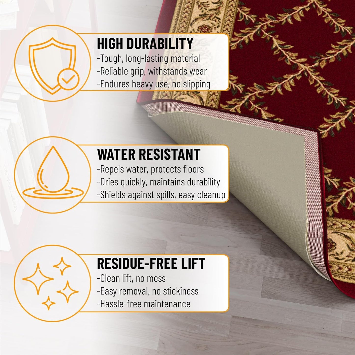 2'7" 7' 1/12 Inch Ottomanson x Non-Slip Rug Pad Gripper Ultra Thin Dual Surface Felt + Rubber Gripper - Safe for All