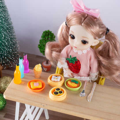 150 Pcs Miniature Food Drinks Bottle Toys Mixed for Dollhouse Kitchen Accessories Mini Play Fake Resin Pretend Game Party Tableware 1/12 Doll House Bread Cake Models Micro