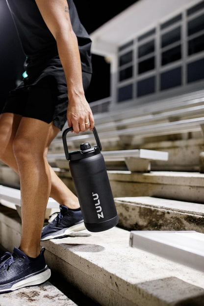 ZULU Goals Vacuum Insulated Large Capacity Stainless Steel Water Bottle | Reusable Jug with Carry Handle