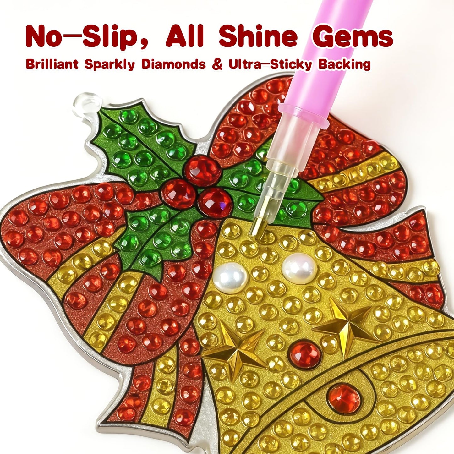 NewFamily 12 PCS 5D Winter Diamond Art Ornaments Kits for Adults, DIY Gem Art Kit with Keychains, Begginer Diamond Painting Crafts for Holiday Decorations