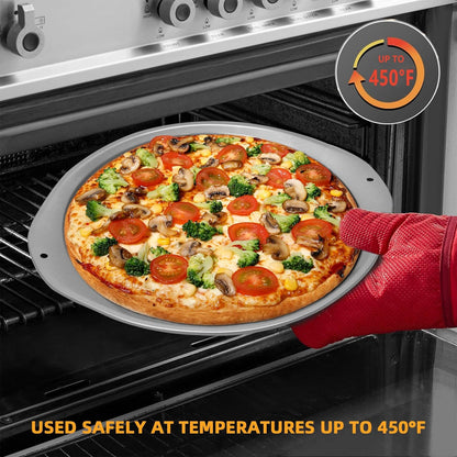 Pizza Pan - 14 Inch Nonstick Pizza Pan for Oven, Durable Kitchen Cookware with Widen Handles for Cooking