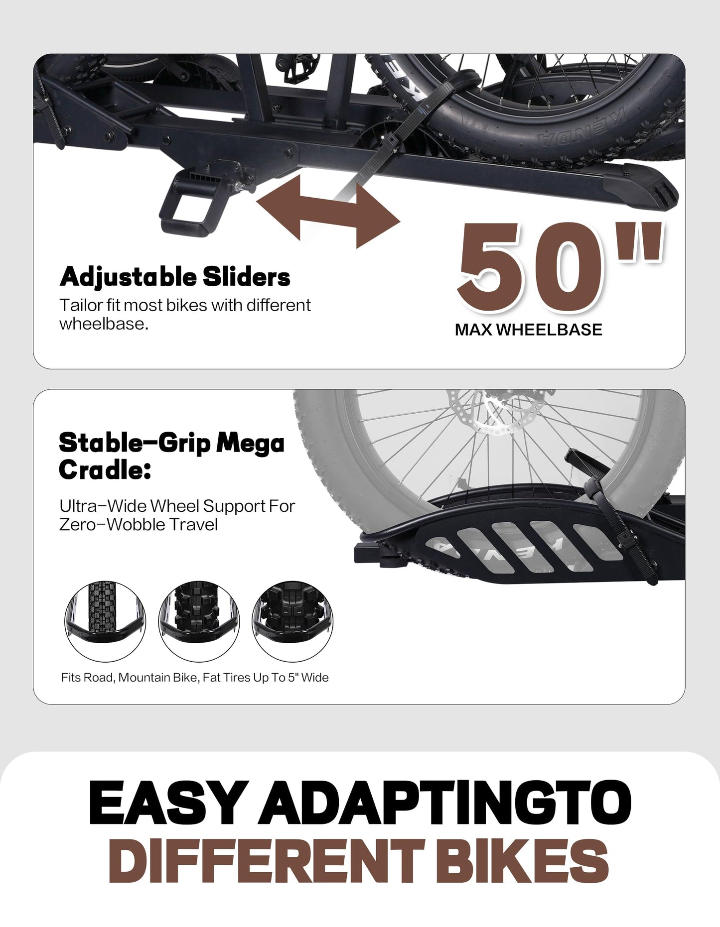 Young Electric Hitch 2-Bike Rack, 200 lbs Capacity E-Bike Carrier Platform Mount, Up to 5’’ Fat Tire Bicyclefor 2’’ Receiver Cars Trucks SUVs Minivans RV, Trailer