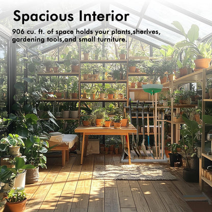 10X12FT Greenhouse for Outdoors with Electronic Thermometers, Green Houses for Outside Heavy Duty with Aluminum Frame Withstands Strong Wind or Snow, Large Walk-in Greenhouse for Backyard or Garden