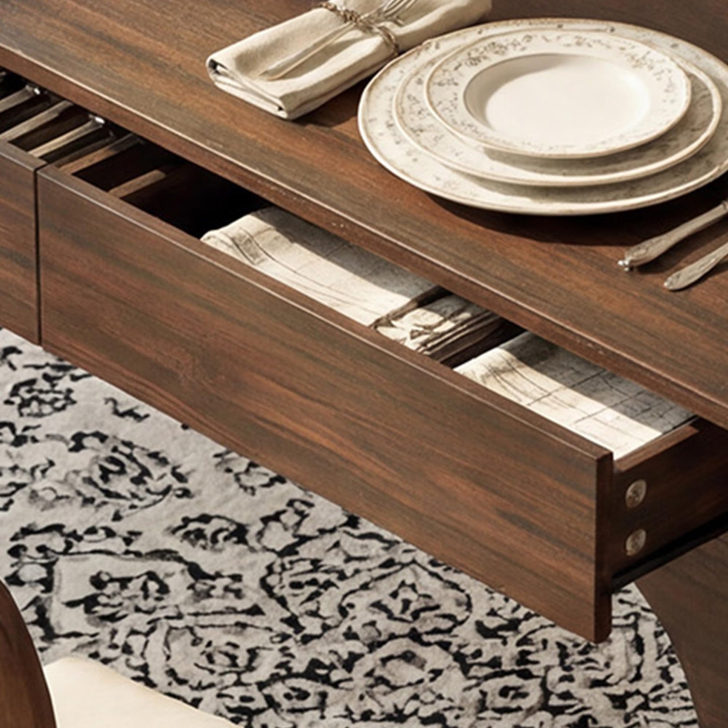 HOMSETTIE Farmhouse Dining Table for 6-8 People, 68.9" Rustic Kitchen Table with 6 Drawers, Long Rectangle Dinner Table with Wood Grain for Dining Room, Brown
