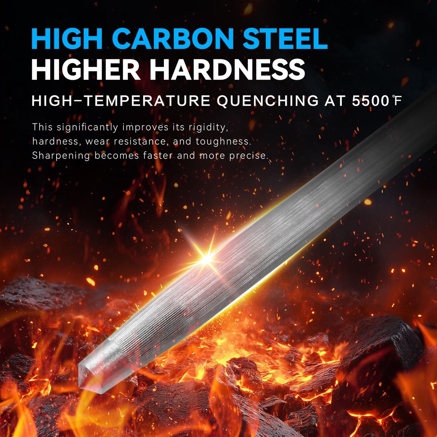 Monbalcon Honing Rod 10'', German High Carbon Steel Knife Sharpener Rod with Premium Gift Box, Professional Fine Sharpening Stone Kitchen Knife Whetstone with Stainless Steel Handle, 10 inch
