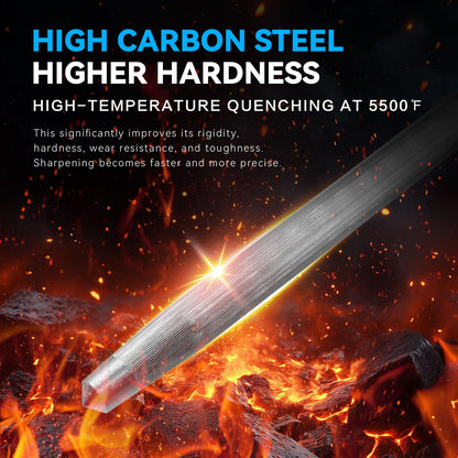 Monbalcon Honing Rod 10'', German High Carbon Steel Knife Sharpener Rod with Premium Gift Box, Professional Fine Sharpening Stone Kitchen Knife Whetstone with Stainless Steel Handle, 10 inch