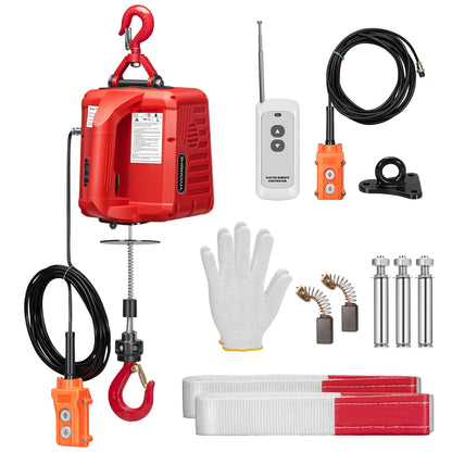 VIVOHOME 3-in-1 Electric Hoist, Powerful 110V Portable Winch with 660Lbs Loading Capacity with SPECSTAR Hand Chain Hoist 1 Ton 2200 Lbs Capacity 10 Feet with 2 Heavy Duty Hooks