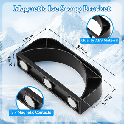 HappyAlley Ice Scoop with Magnetic Scoop Holder Compatible with GE Opal 2.0 Nugget Ice Makers, 9 In Low-Carbon Stainless Steel Alloy Scooper for Kitchen Refrigerator Accessory Pet Food Scooper(Black)