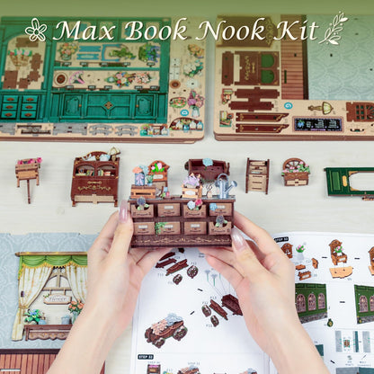 CUTEBEE Book Nook Kit, DIY Miniature House Kits for Adult and Teens, Dollhouse Booknook Tiny House, Bookshelf 3D Wooden Puzzle, DIY Craft Gifts for Family and Friends (Blossom Florists)
