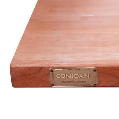 CONSDAN Butcher Block Counter Top, USA Grown Cherry Solid Hardwood Countertop, Wood Slabs for Kitchen, Reversible, Both Side Polished, Prefinished with Food-safe Oil, 1.5" Thickness, 48" L x 36" W