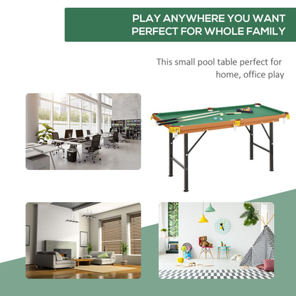 ComeWay 55" Portable Billiards Table with All Accessories, Foldable Pool Game Table for Whole Family Number Use with Cues, Ball, Rack, Chalk - Green