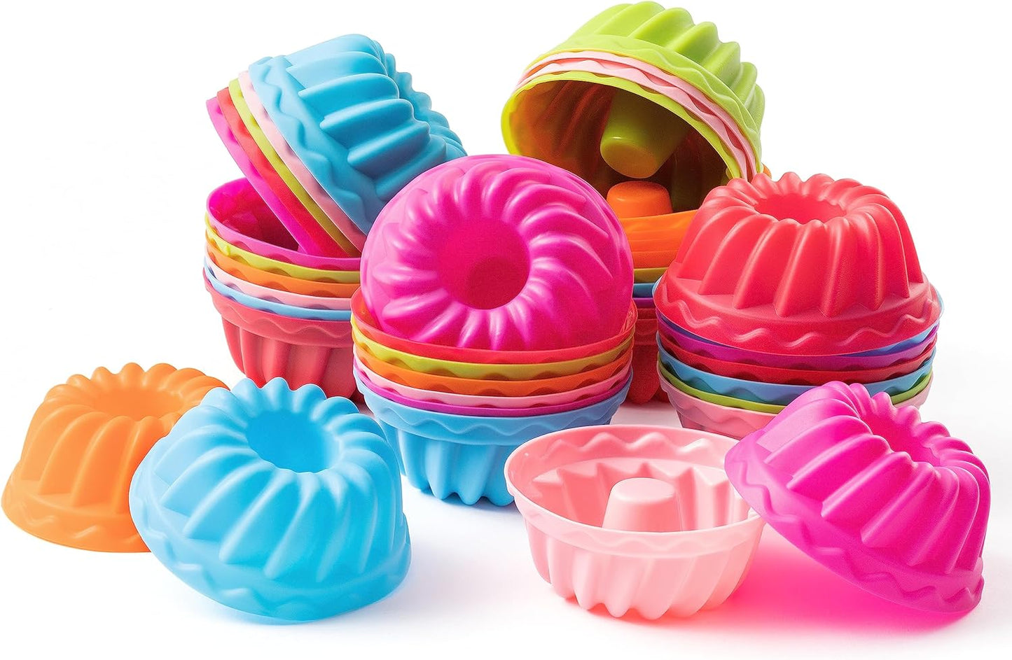 R HORSE 42Pcs Silicone Baking Molds, Pumpkin Silicone Cups, Non-Stick Muffins Mould, Reusable Cupcake Wrapper Molds