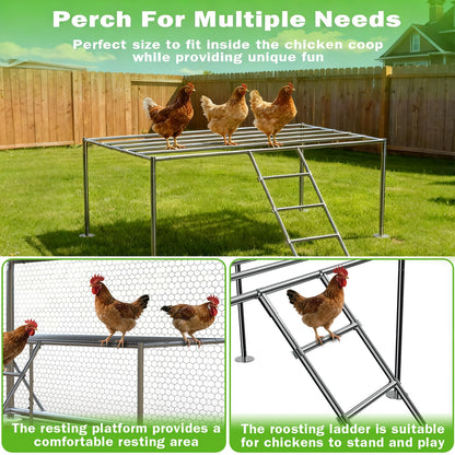 10x20FT Metal Chicken Coop, Large Chicken Run with Dutch Door Chicken Perch, and 2 Cover, Walk in Duck Coop for Backyard Poultry and Pet Farming
