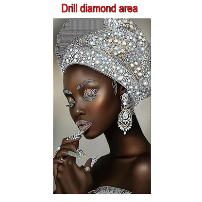 KUFWKEY African Diamond Art Kits for Adults,Partial 5D Diamond Painting kit,Special Shaped Diamond Art,Sparkling gem Art,Woman Diamond dots Kits,DIY Mosaic Kits,Home Decor,Big Size 16X28 inch